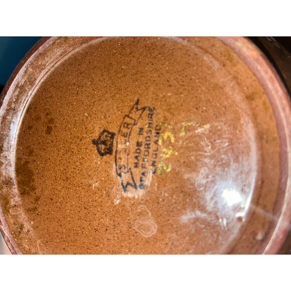 Vintage S.E.&R. Staffordshire England Brown Glazed Floral Teapot Gold Trim - Picture 8 of 10